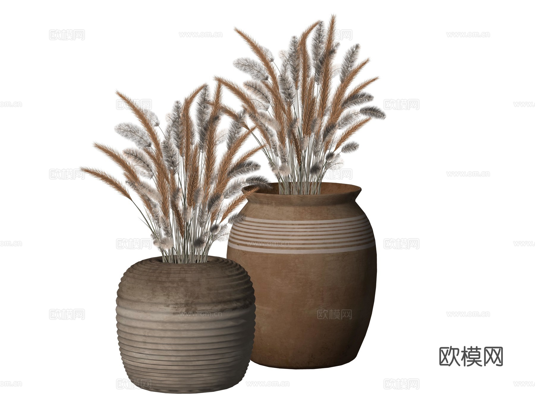 侘寂风植物花瓶装饰摆件su模型