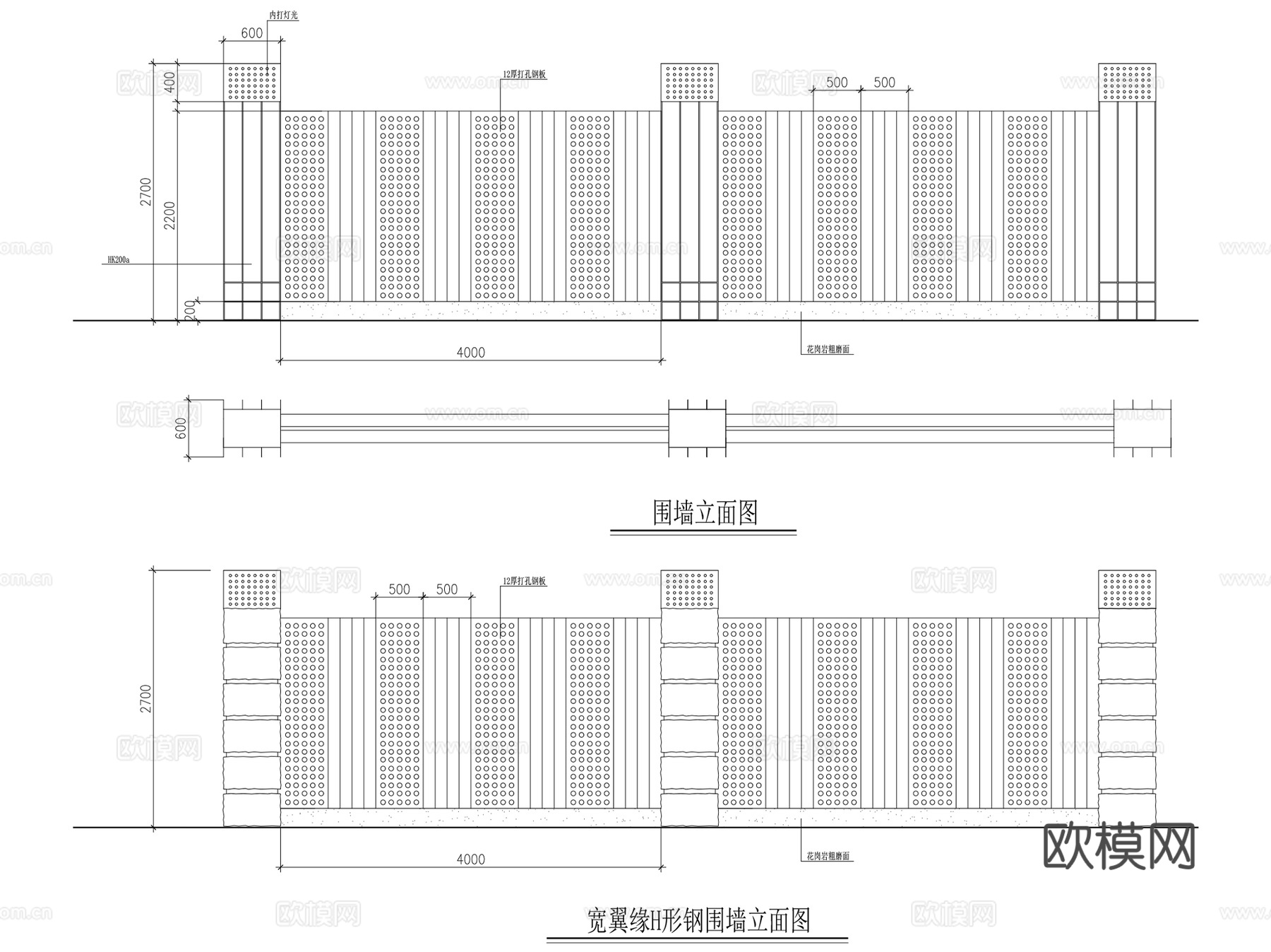 木质铁艺栏杆护栏景观围墙CAD施工图集 80套cad施工图
