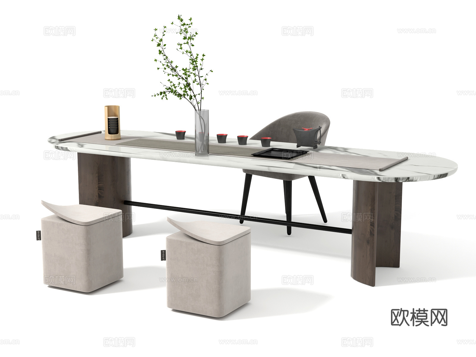 现代茶桌椅组合3d模型