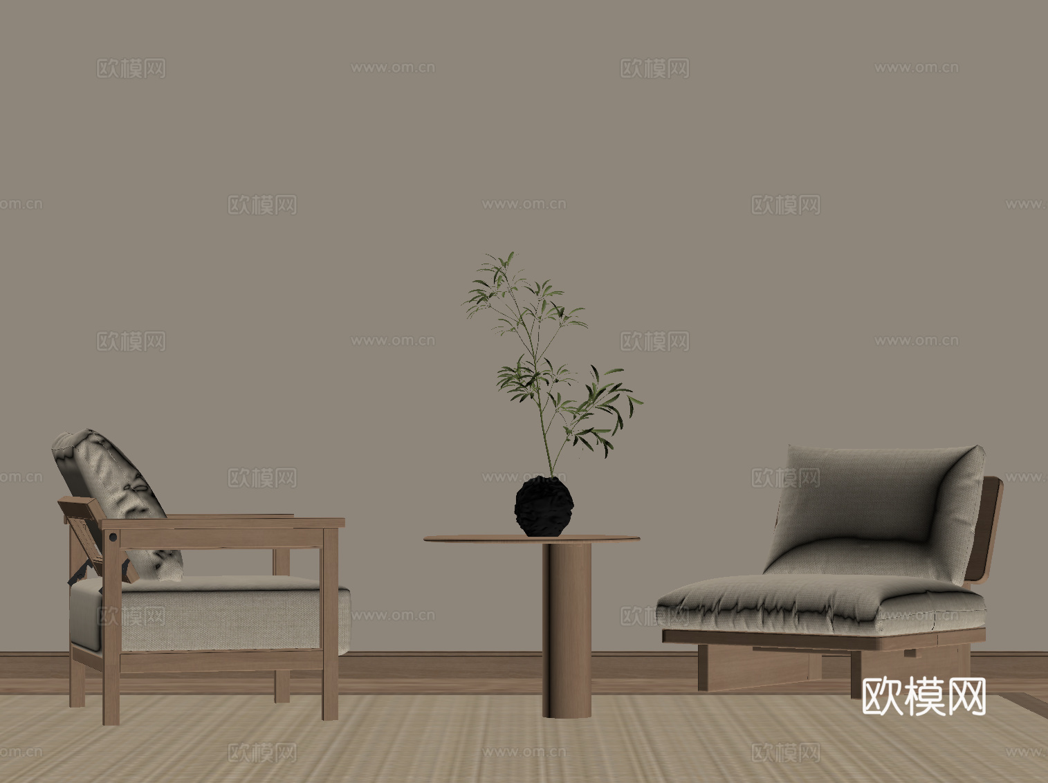 新中式休闲椅su模型