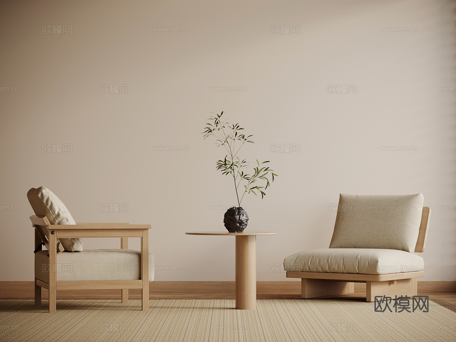 新中式休闲椅su模型