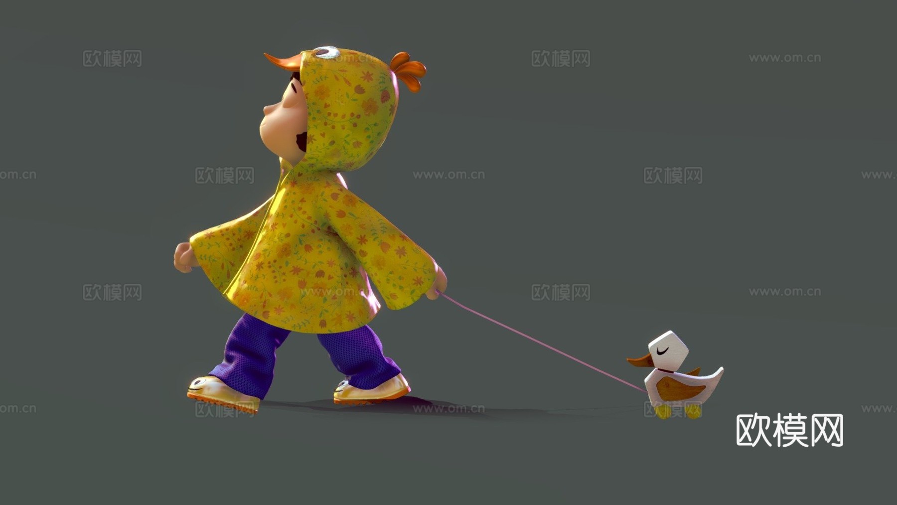 鸭子跟随姿态su模型