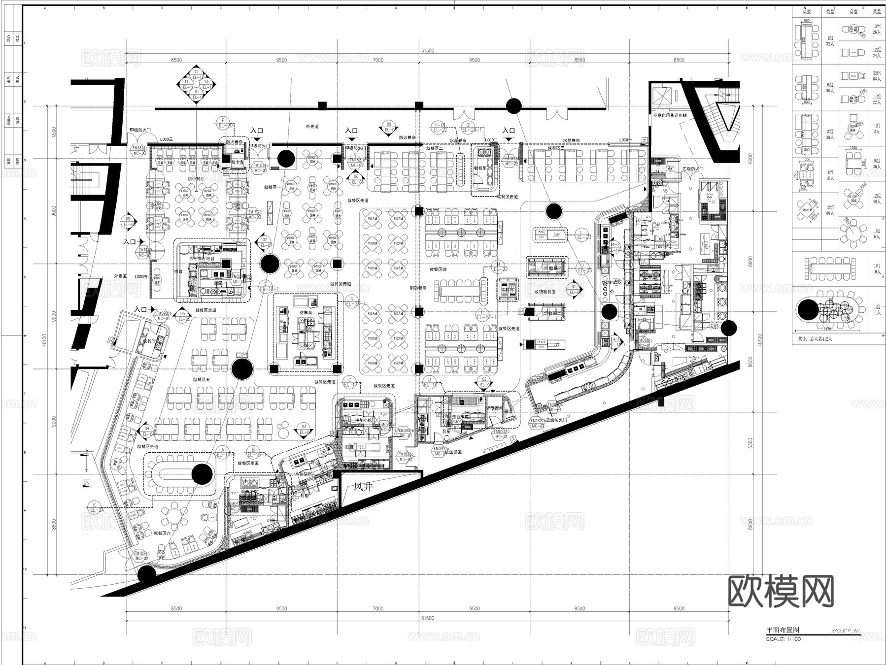 12套美食广场美食城美食街室内CAD施工图cad施工图