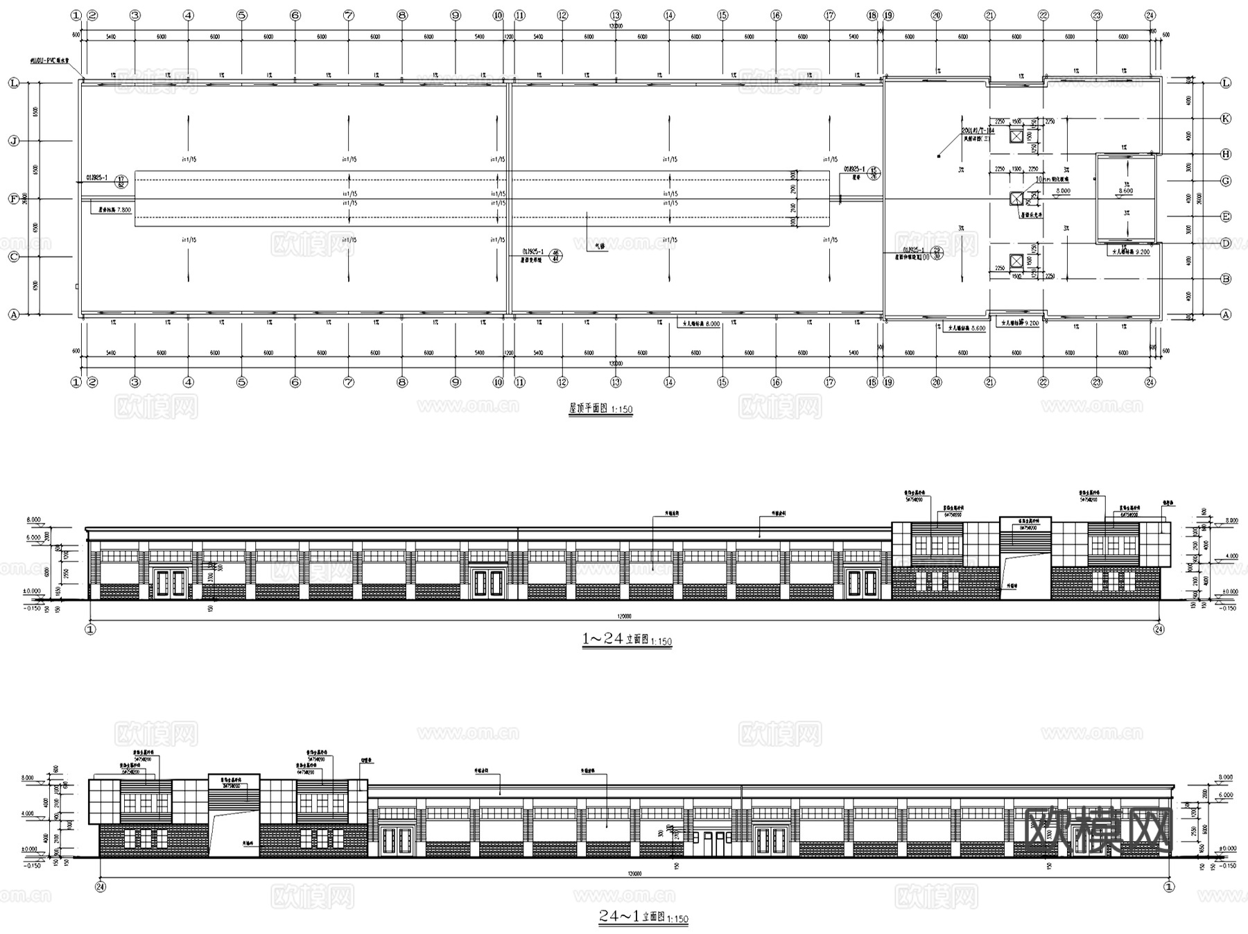 农贸批发综合百货菜市场建筑CAD施工图集 40套cad施工图