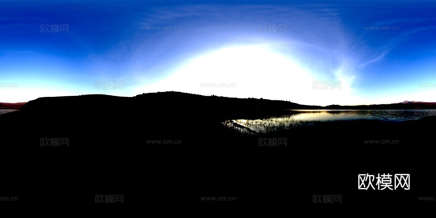 草坪湖泊天空全景
