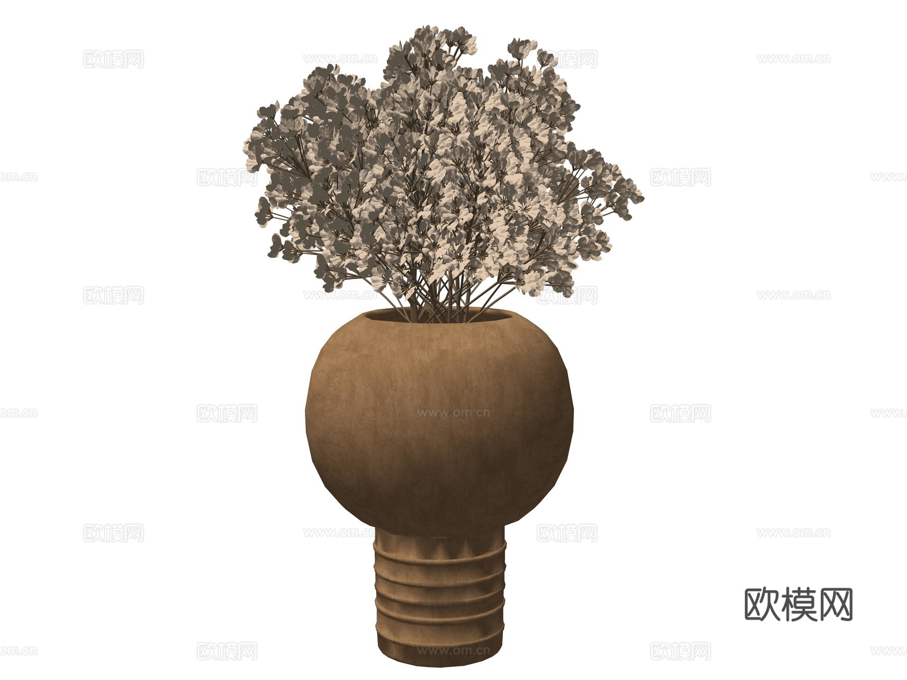 现代植物花瓶装饰摆件su模型
