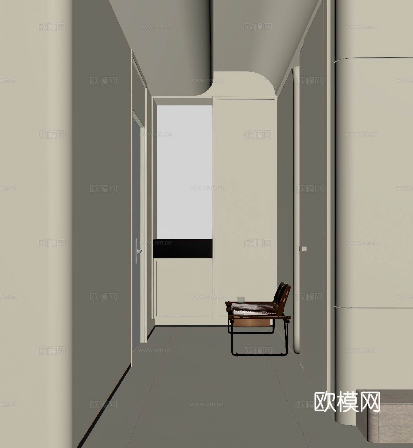 现代奶油风过道 玄关长凳su模型