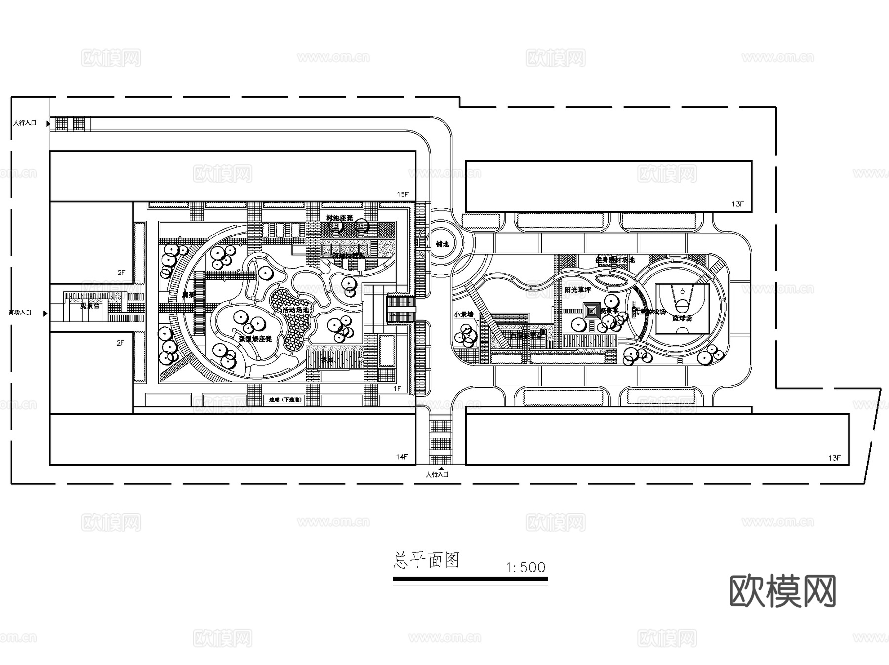 屋顶花园景观CAD平面施工图集 42套cad施工图