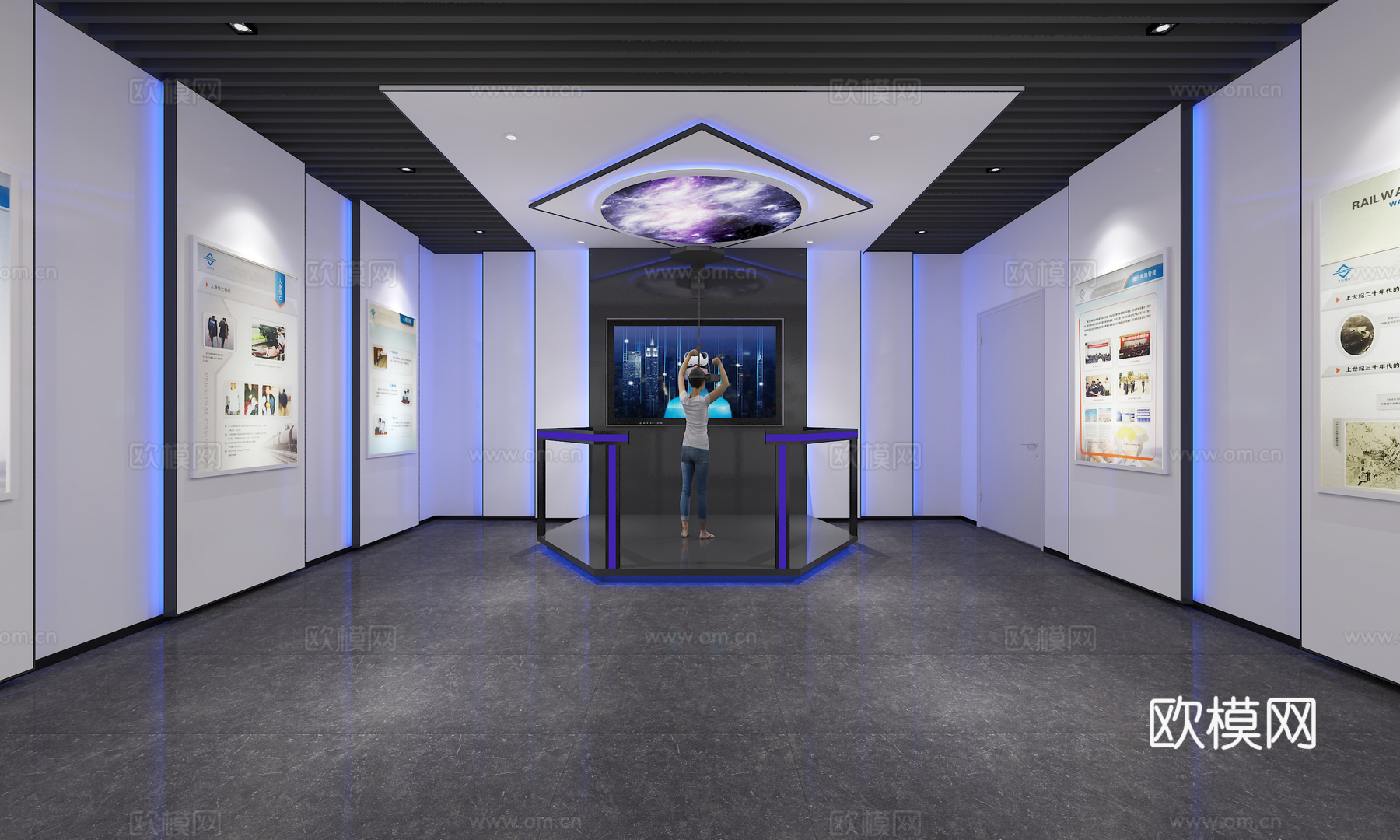 VR展厅 科技展厅 科技馆 互动展厅3d模型下载（渲染图1）