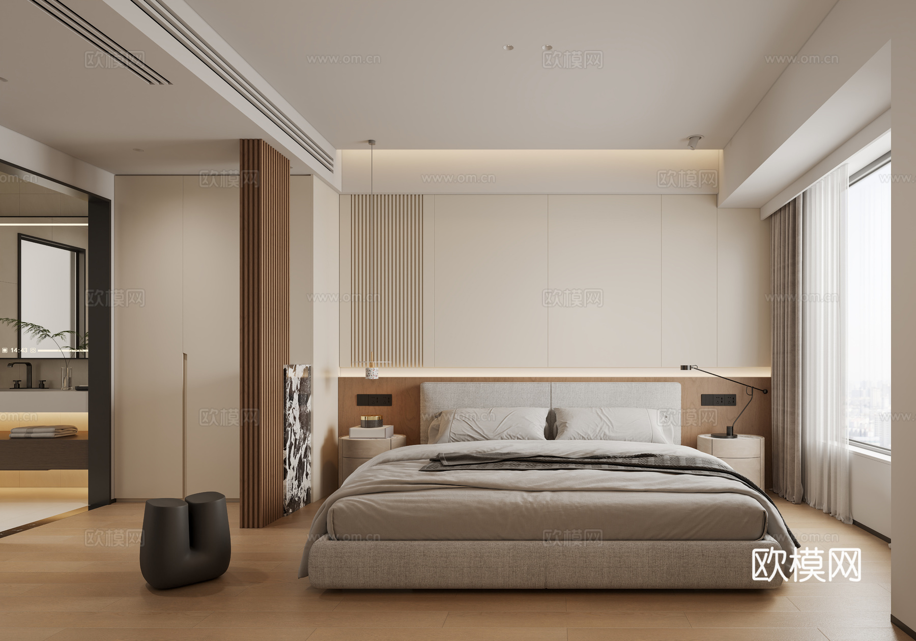 现代卧室su模型