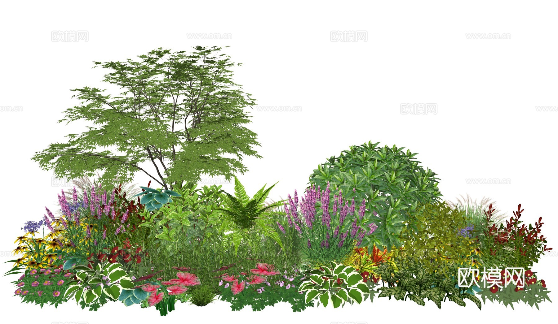 现代花卉植物堆景观组合su模型