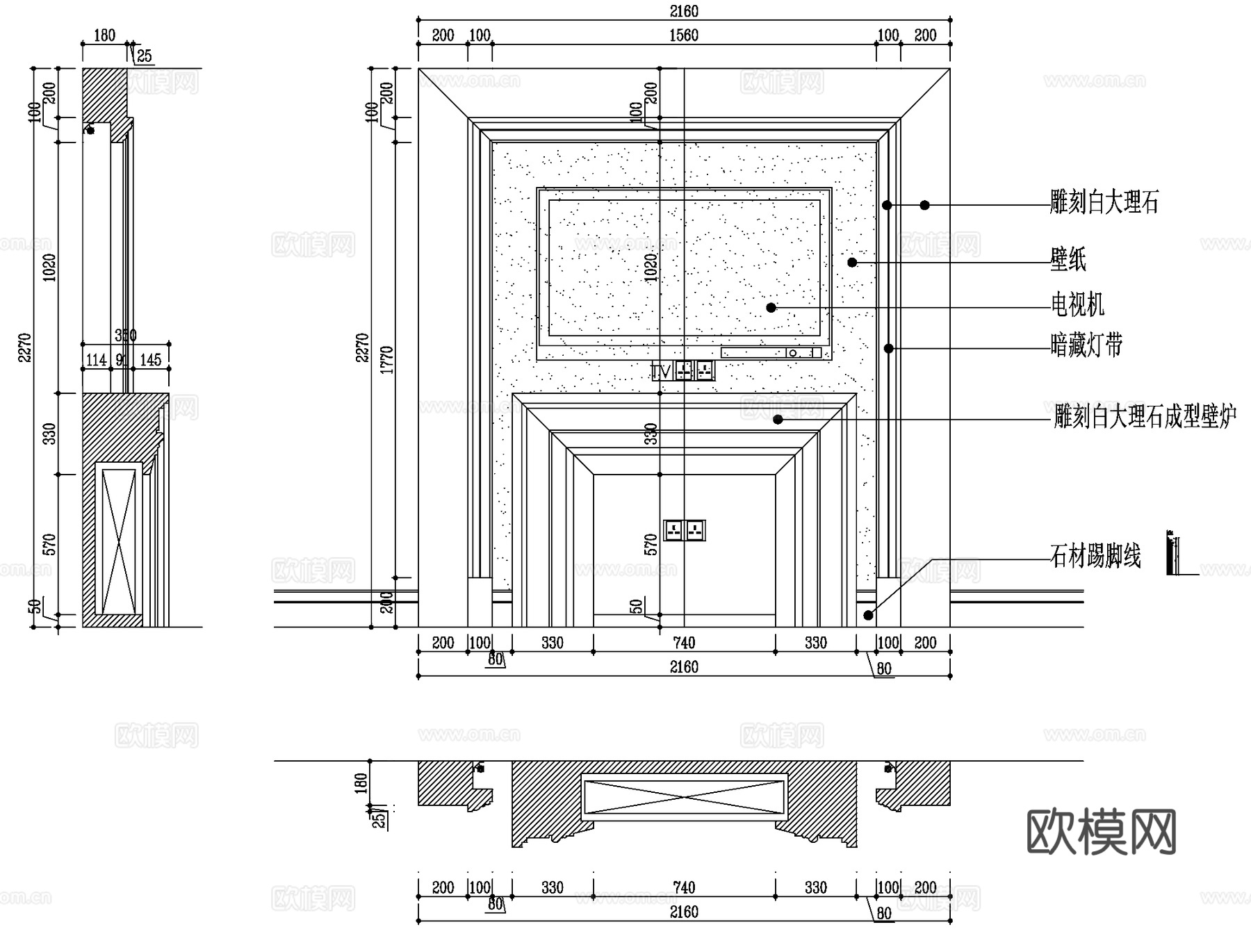 石材饰面室内装饰大样详图CAD施工图集 60套cad施工图
