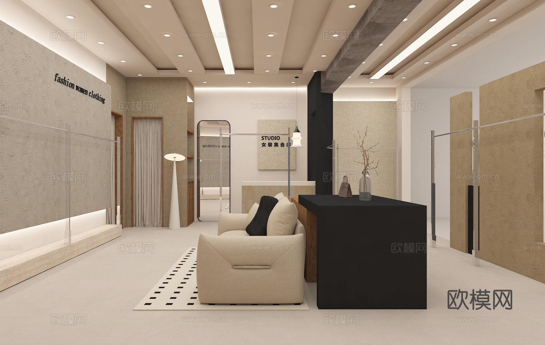 服装店设计 女装店 中古服装店3d模型下载（渲染图1）