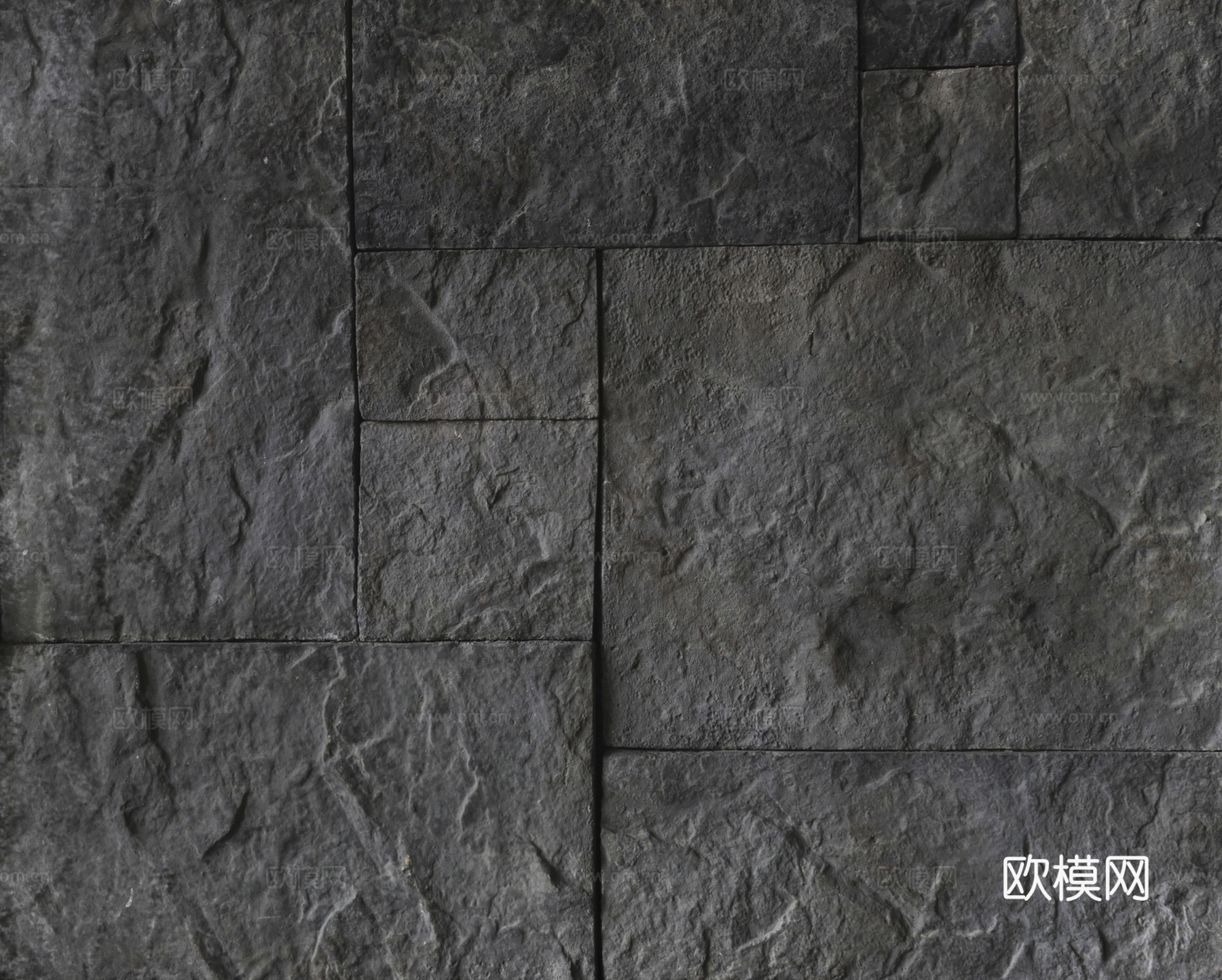 现代文化石_黑色现代石材墙体贴图下载