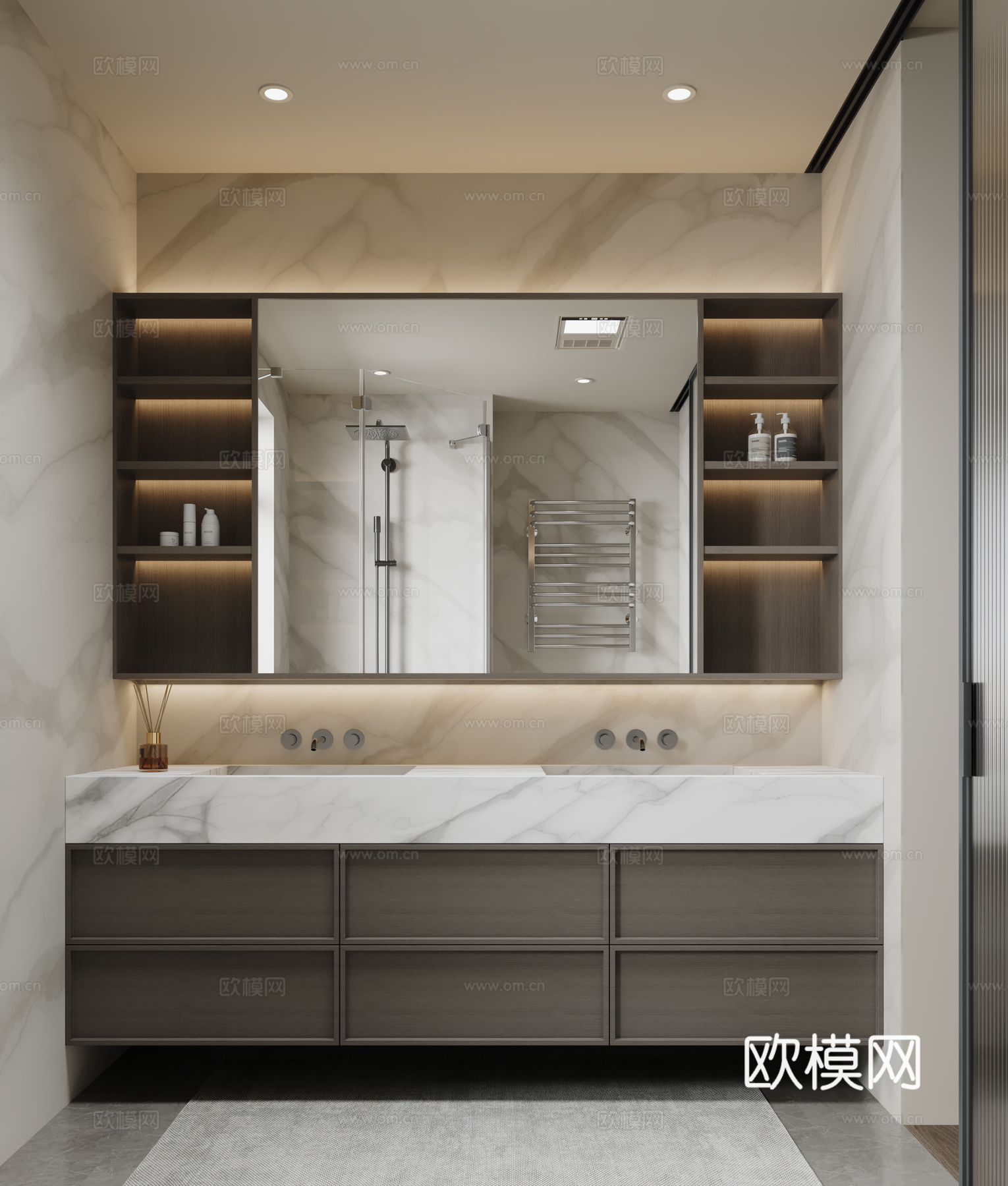 现代洗手间 主卫 马桶 淋浴房 卫生间su模型