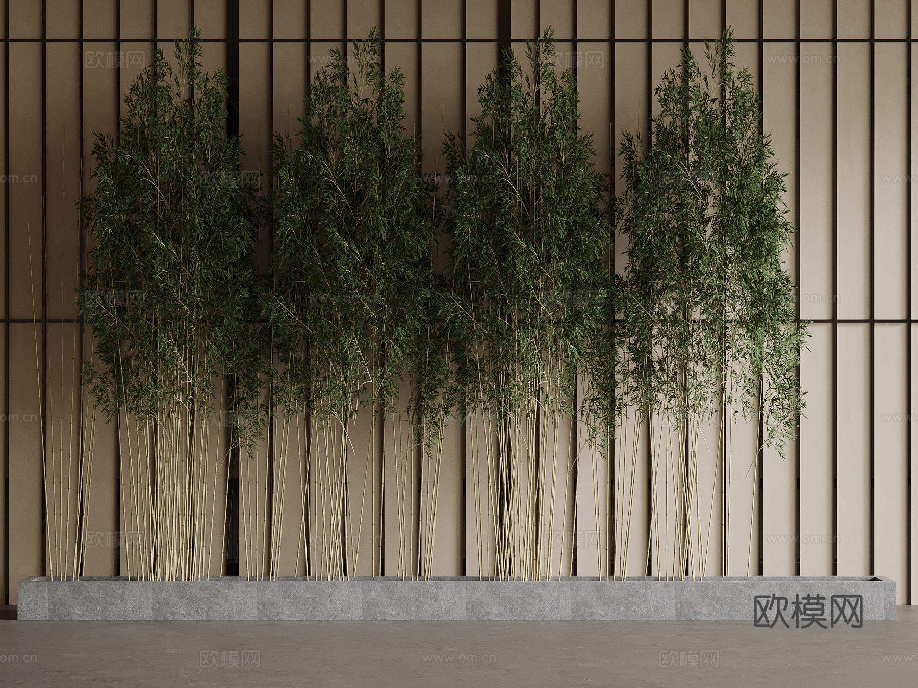 新中式 竹子3d模型下载