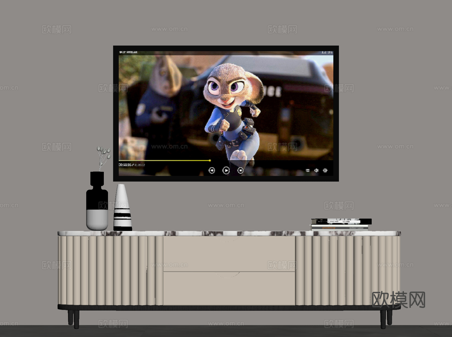 现代电视柜su模型