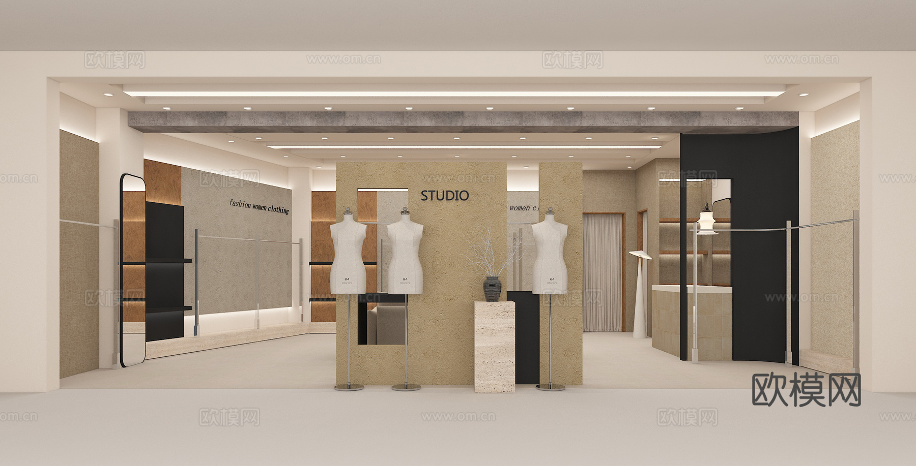 服装店设计 女装店 中古服装店3d模型下载（渲染图2）