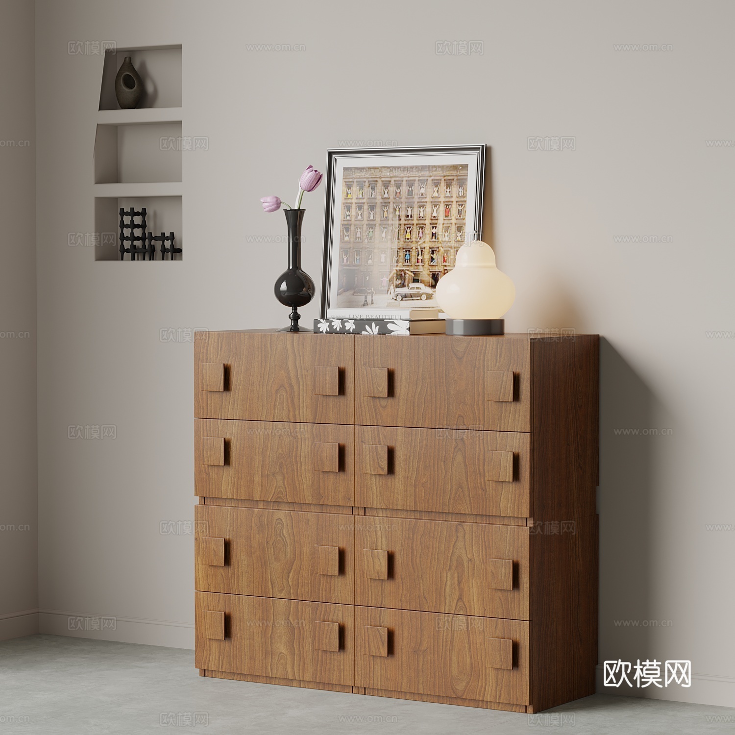 中古风装饰柜su模型