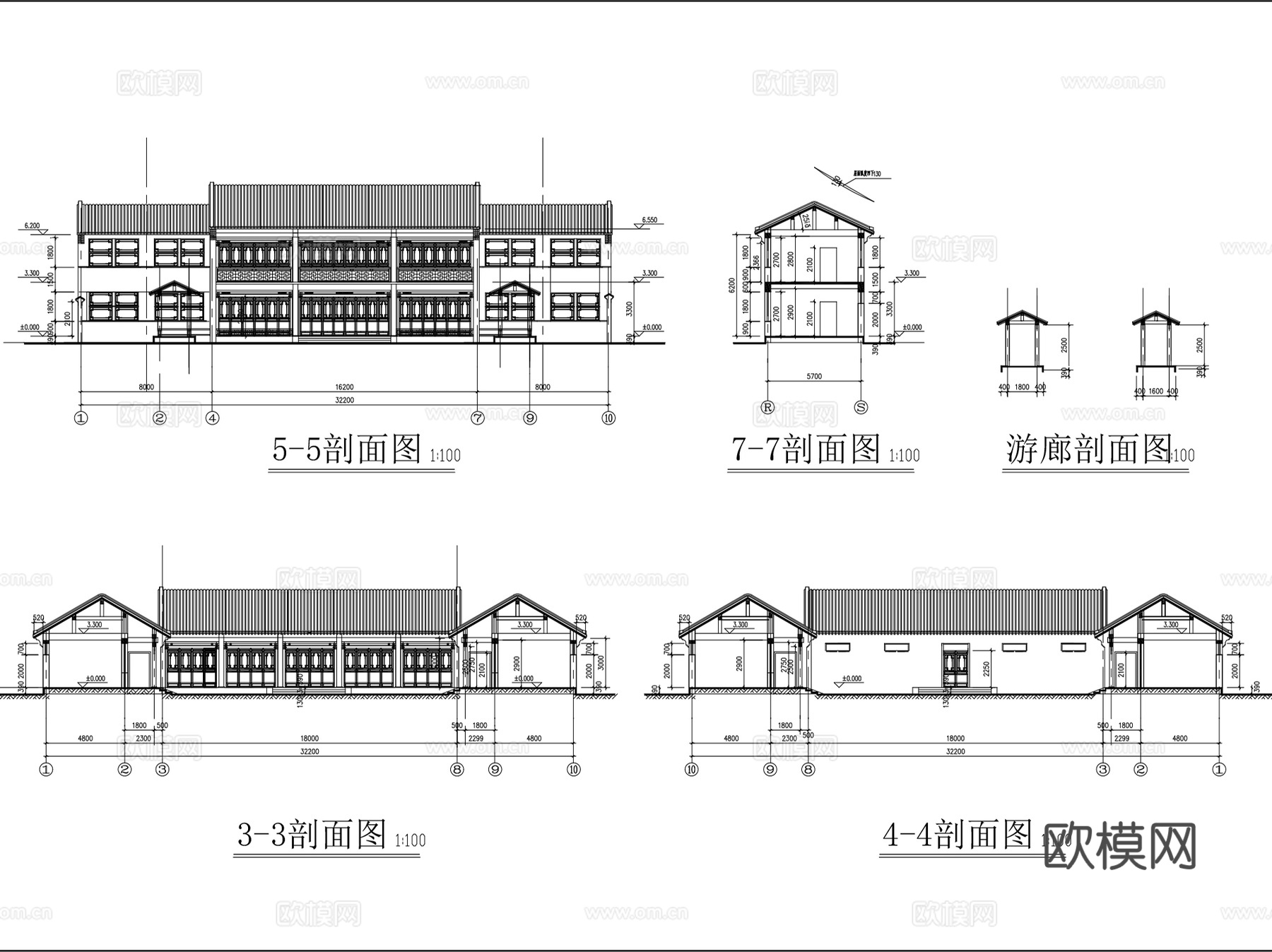 中式北方传统四合院院落建筑CAD施工图集 30套cad施工图
