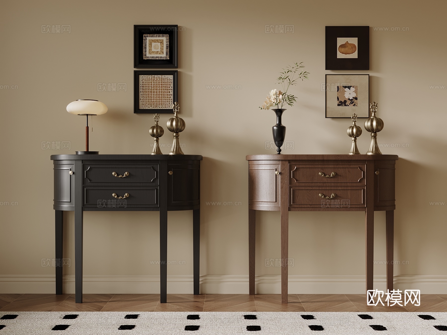 中古风端景柜 玄关柜3d模型下载