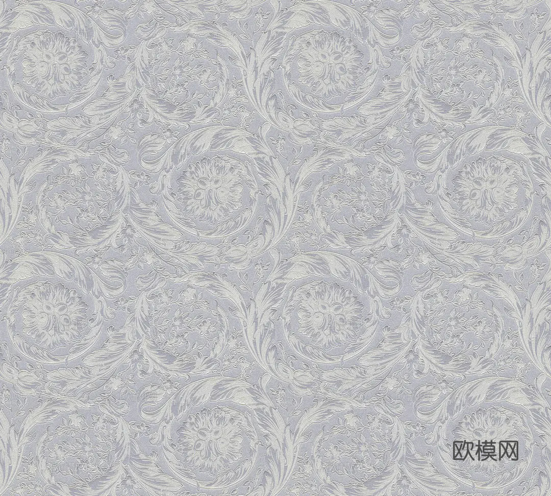 灰紫色印花巴洛克壁纸
