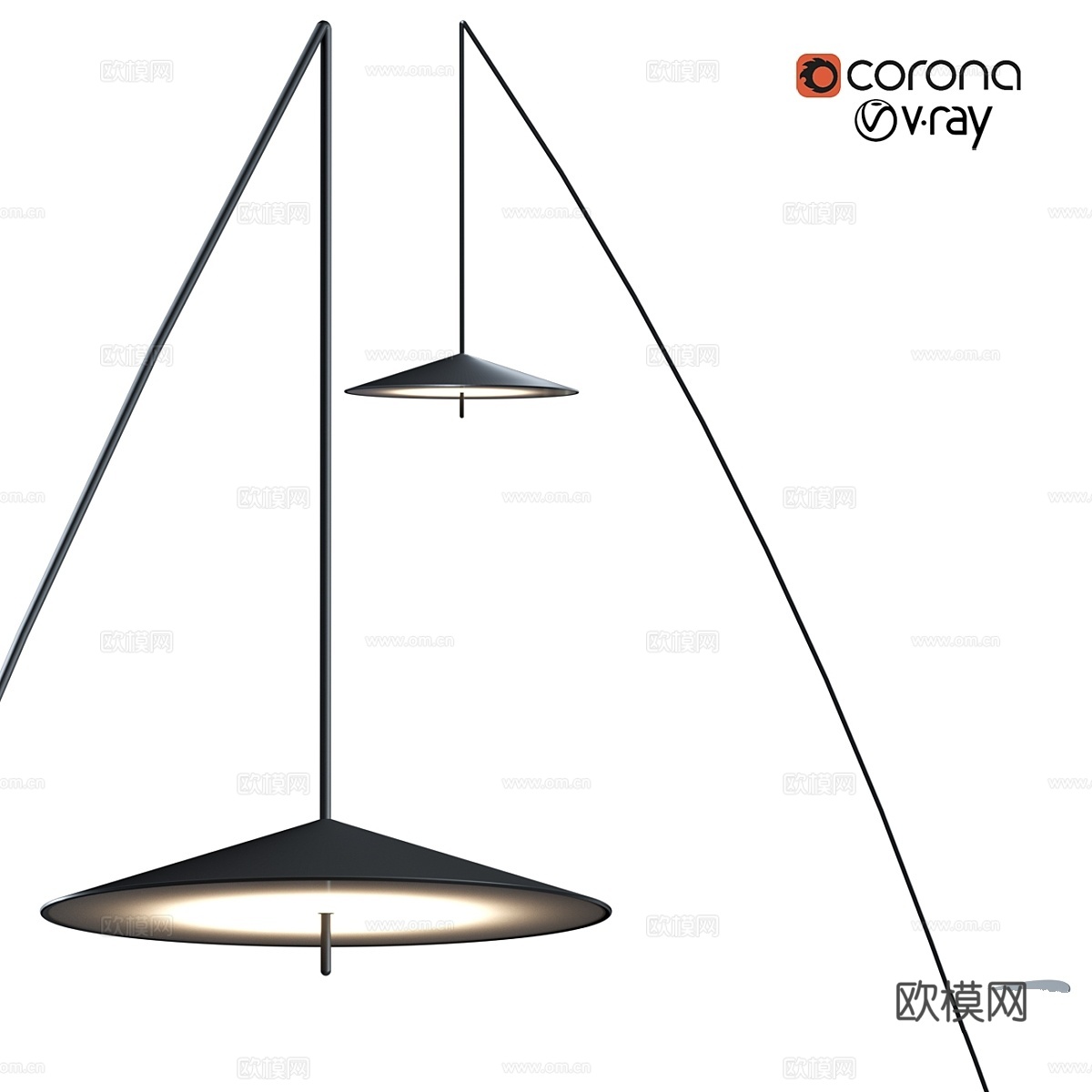 钢制渔夫吊灯落地灯3d模型下载