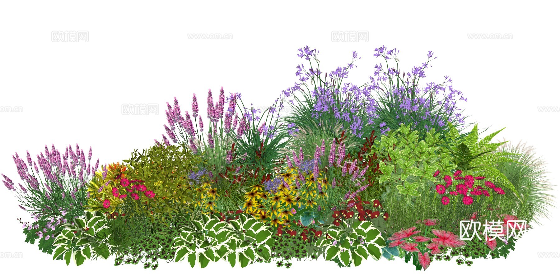 现代花卉植物堆景观组合su模型