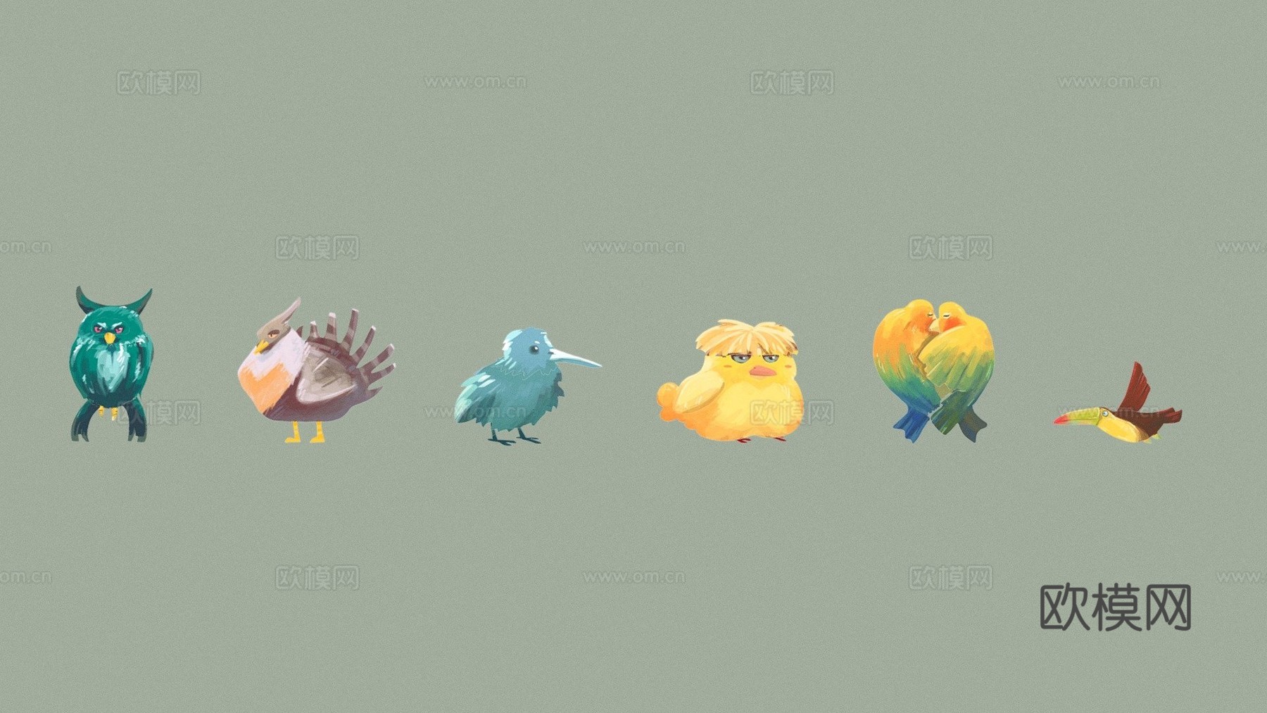 手绘鸟类su模型