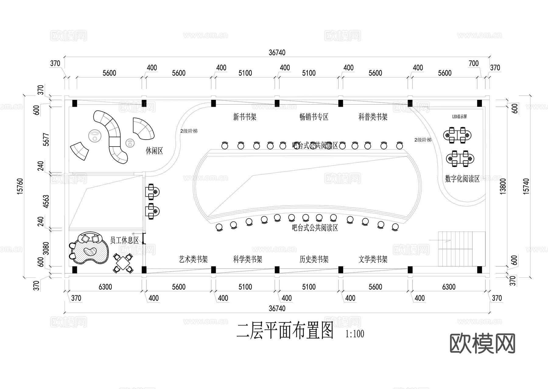 书店平面布置图cad施工图