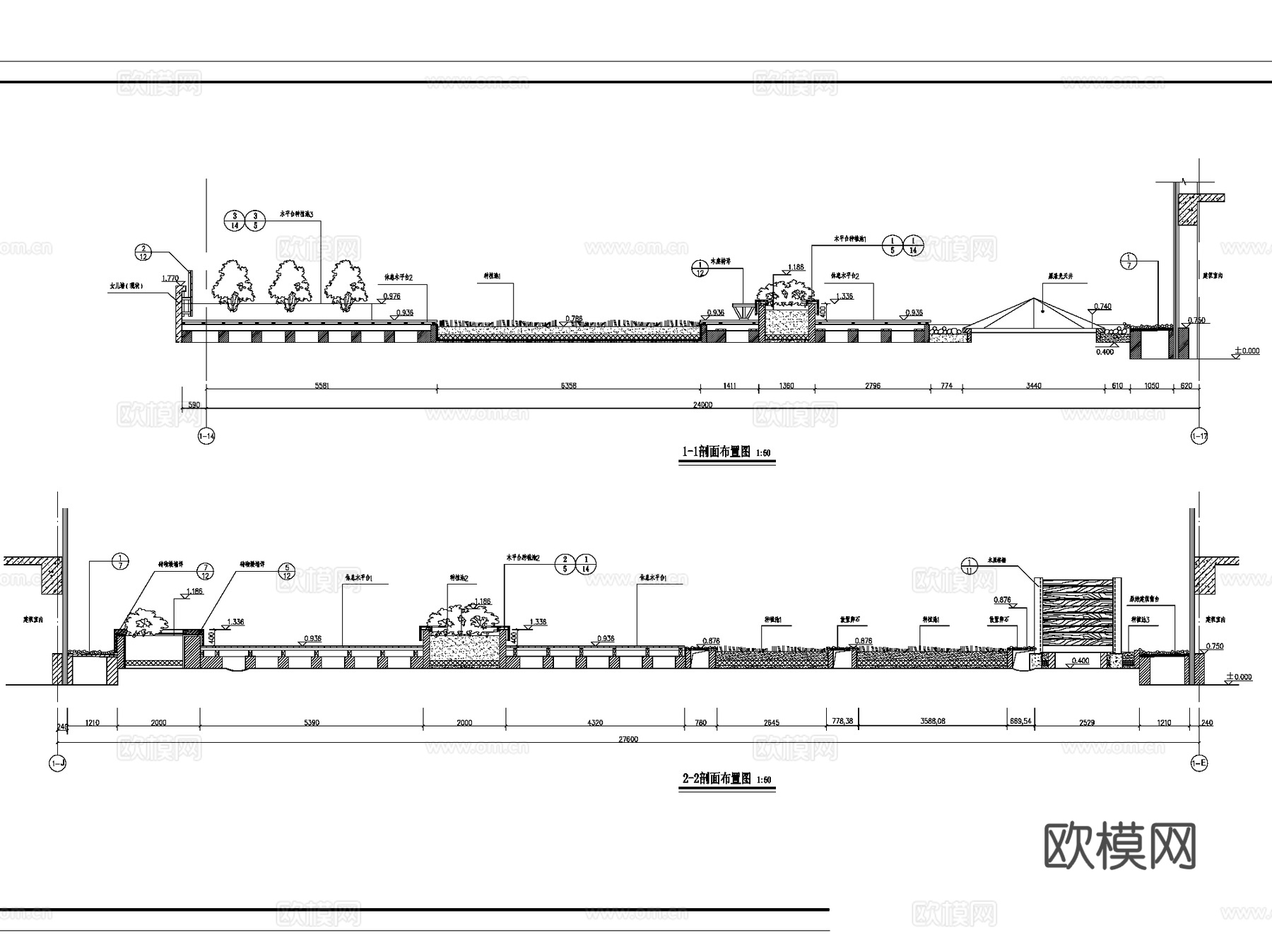 屋顶花园绿化景观设计CAD施工图集 36套cad施工图
