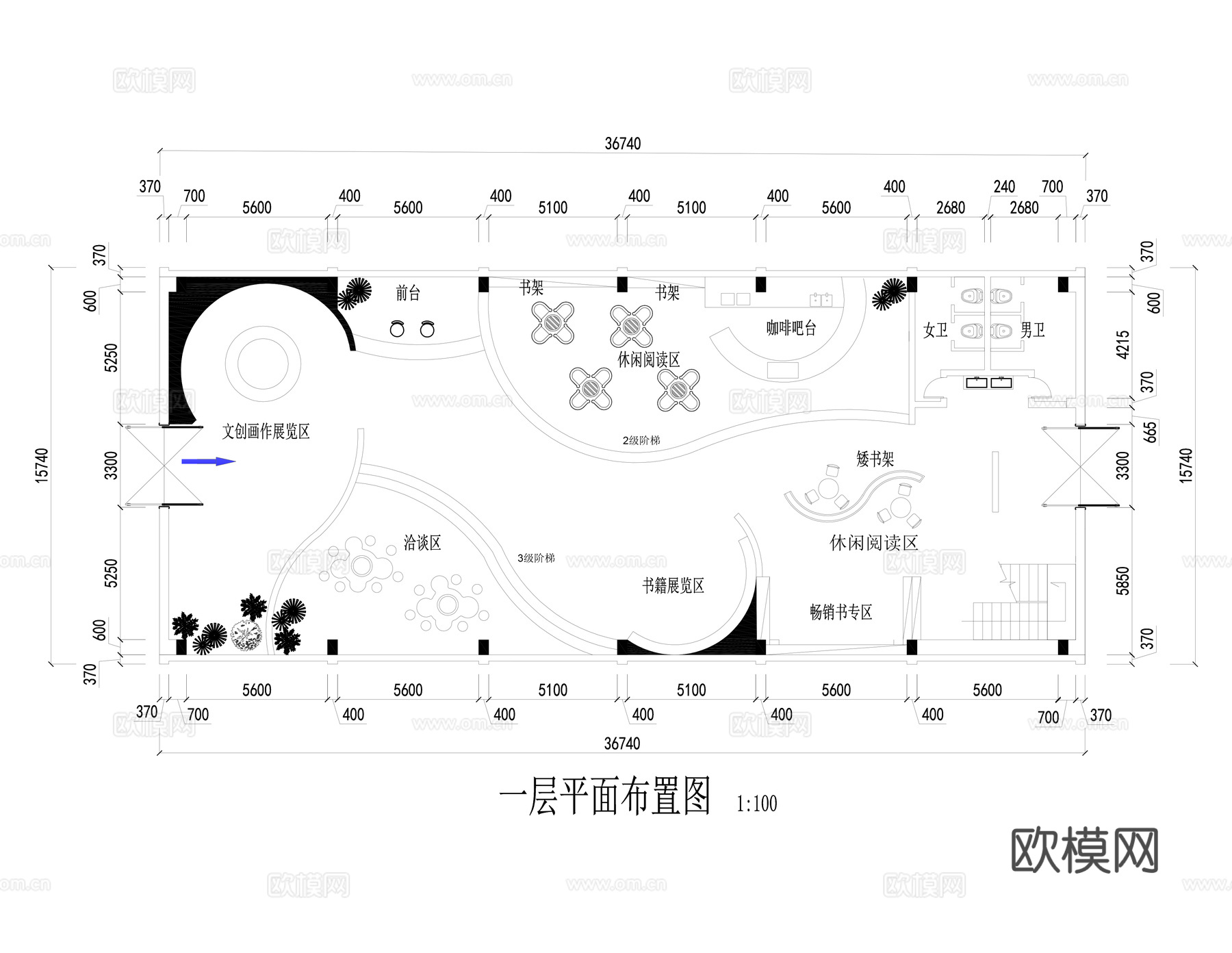 书店平面布置图cad施工图