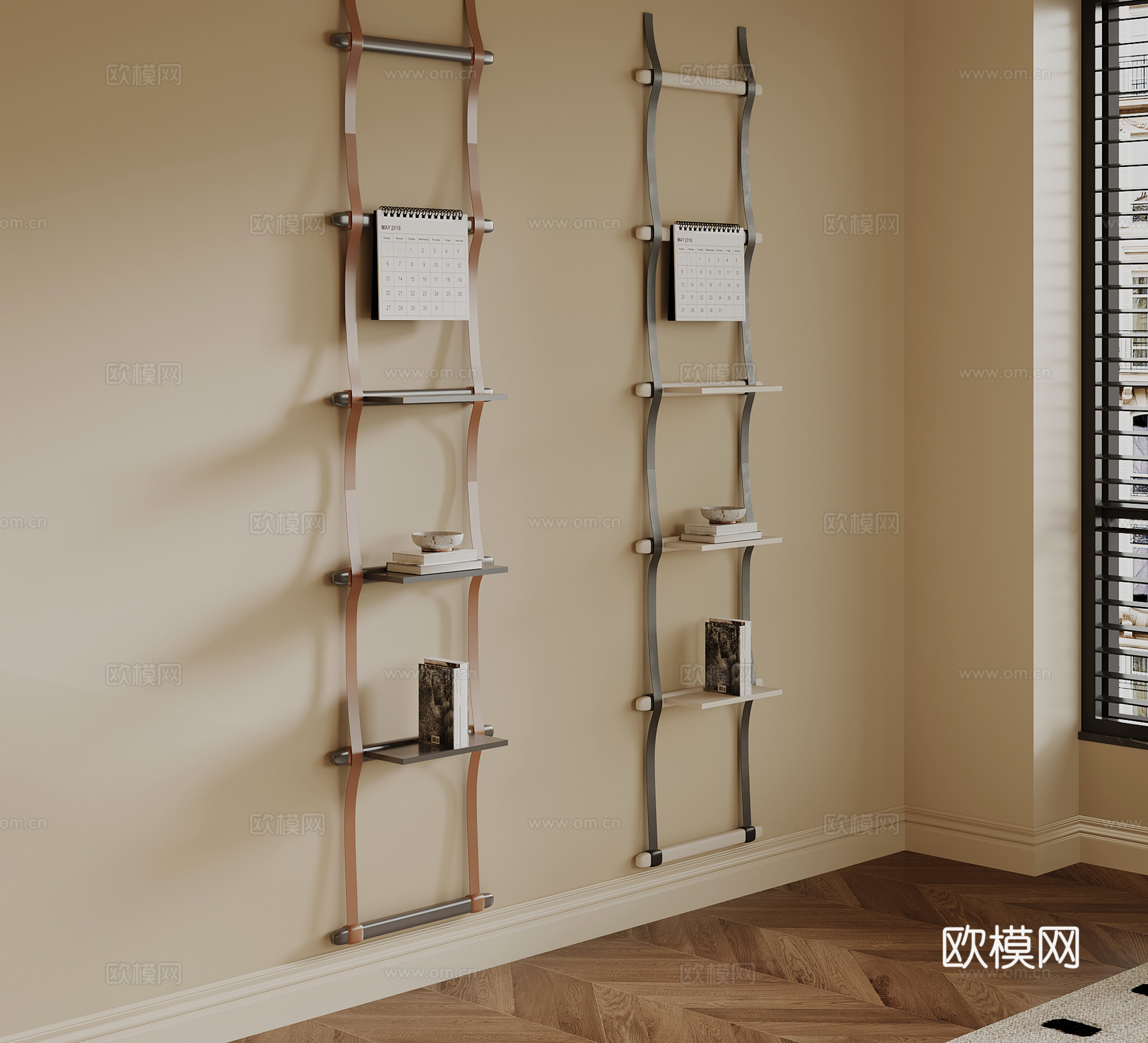 现代置物架 装饰架su模型