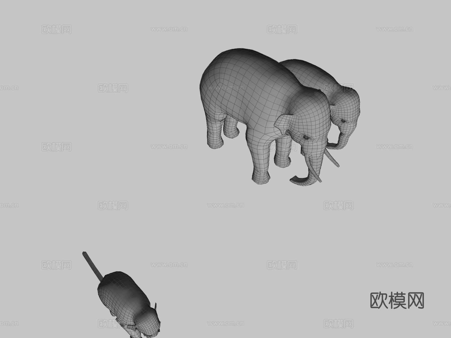 亚洲象家族-游戏就绪-su模型