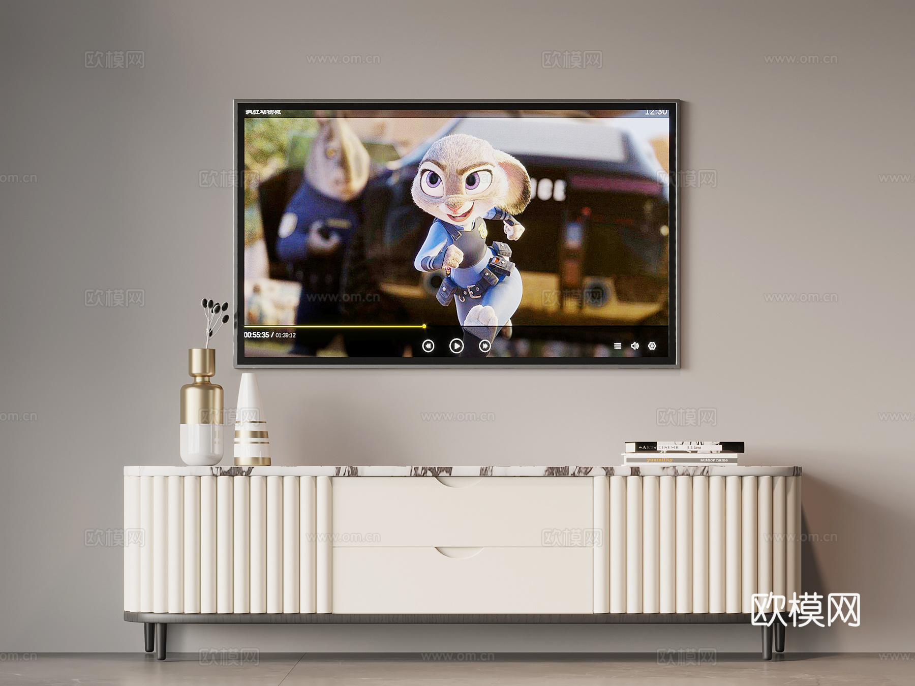 现代电视柜su模型