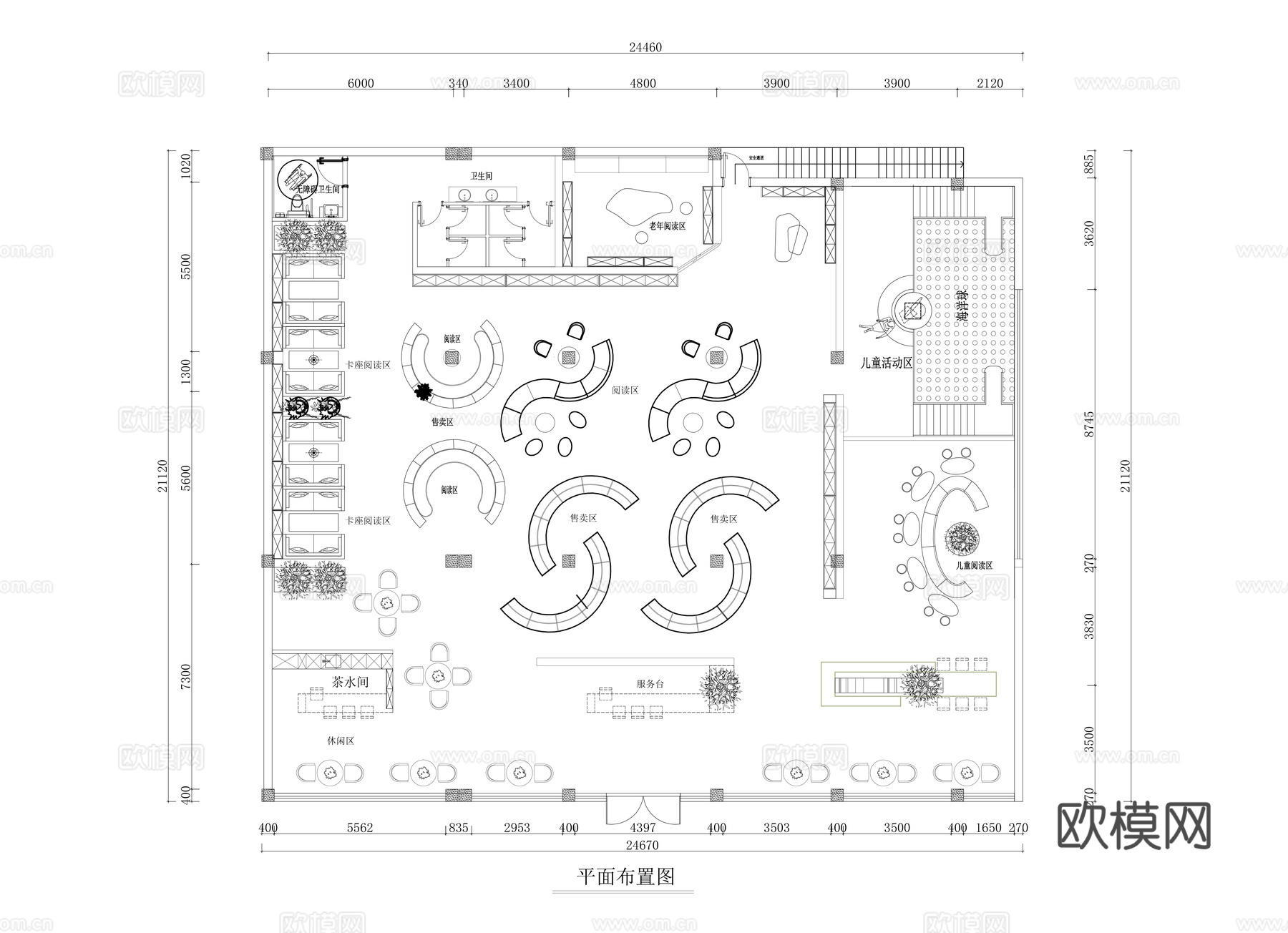 书店平面布置图cad施工图