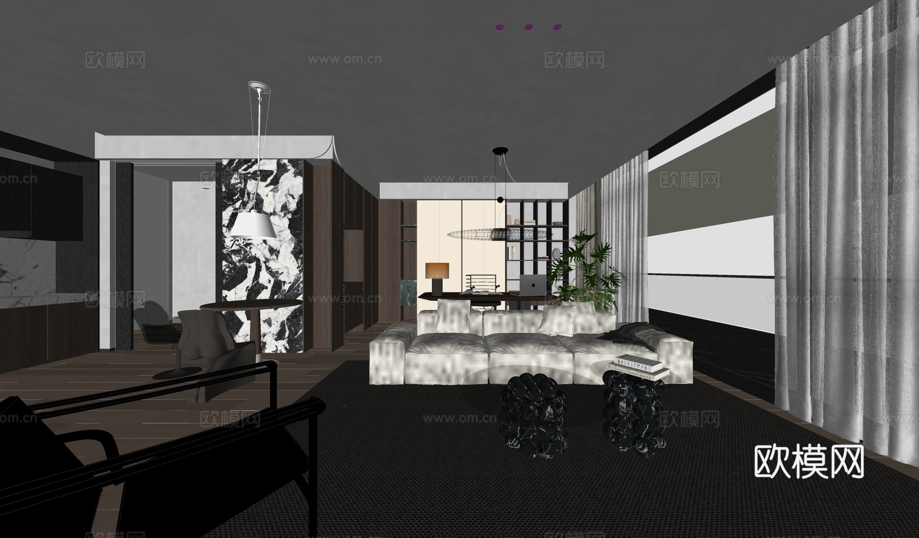 现代客厅su模型