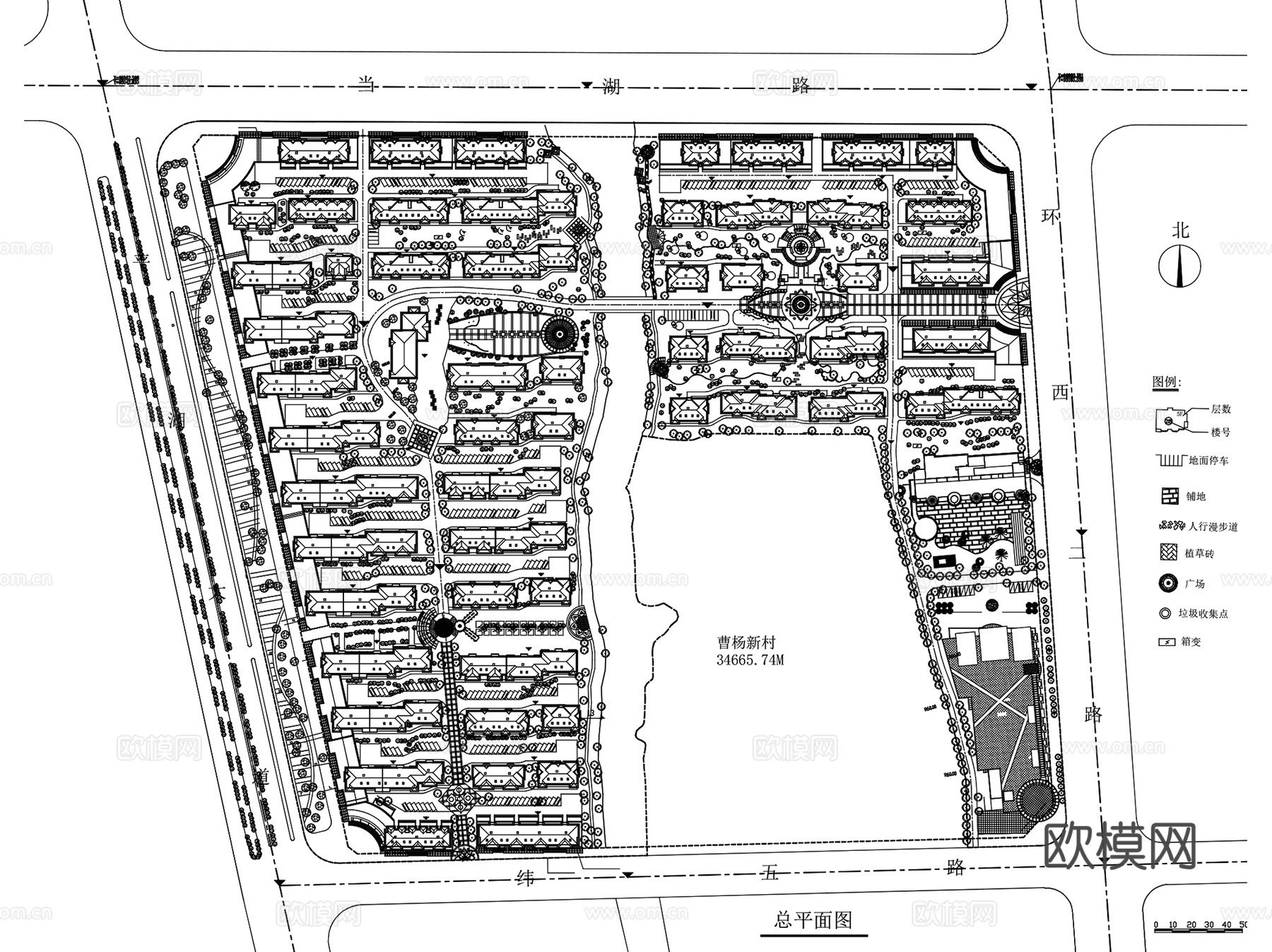 社区住宅大区居住区景观规划总平面CAD施工图集 150套cad施工图