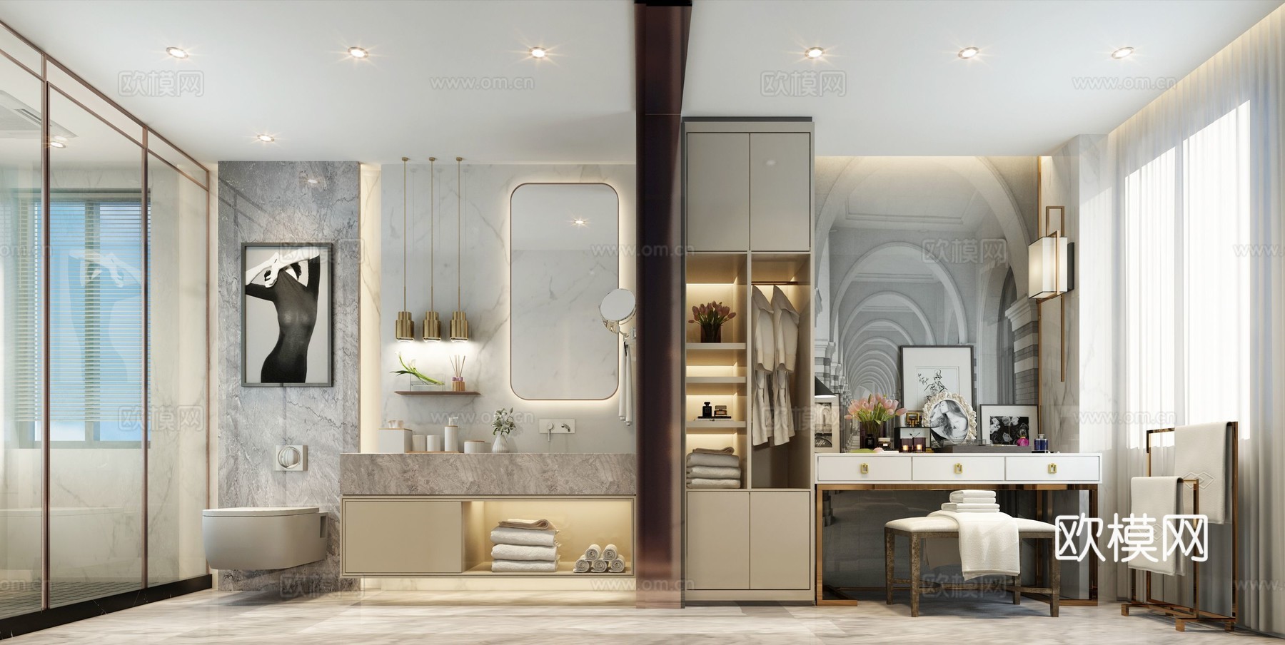 现代卫生间3d模型下载（渲染图1）