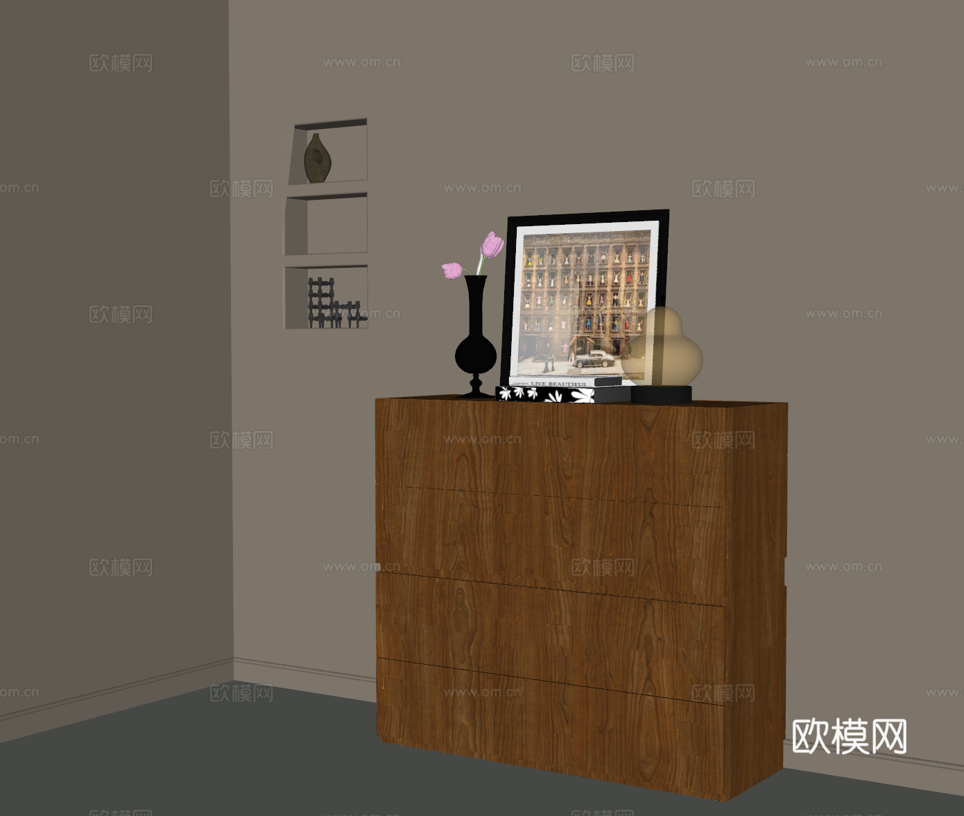 中古风装饰柜su模型