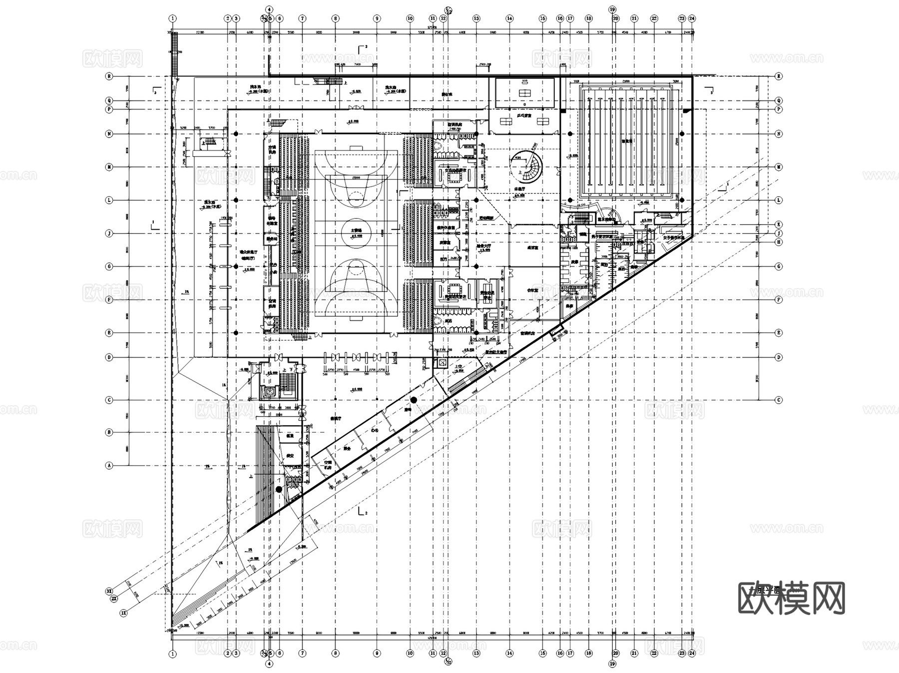 体育馆体育场运动中心建筑CAD施工图集 68套cad施工图