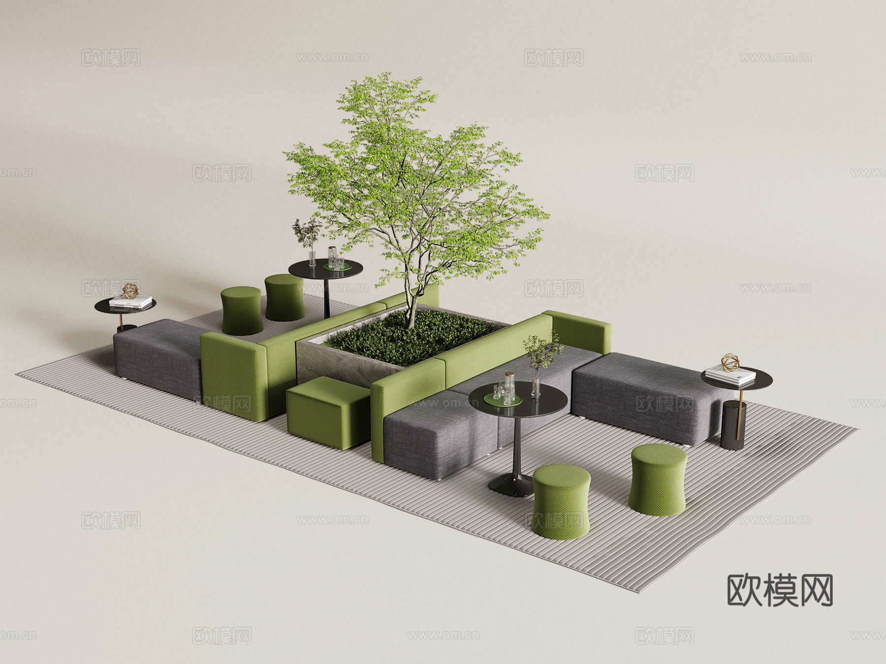 现代沙发 卡座3d模型下载