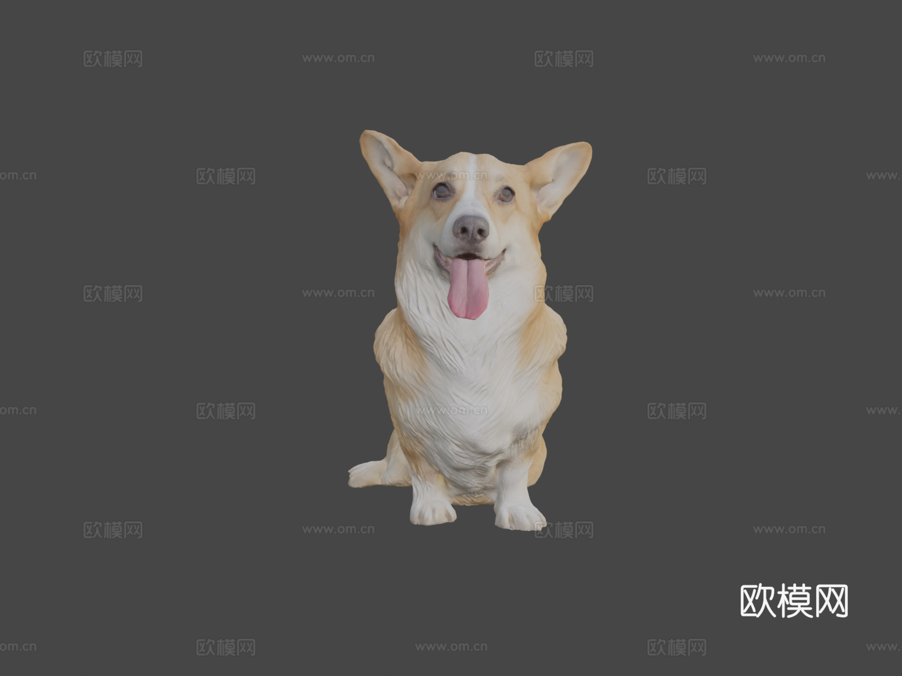 柯基犬坐姿02su模型