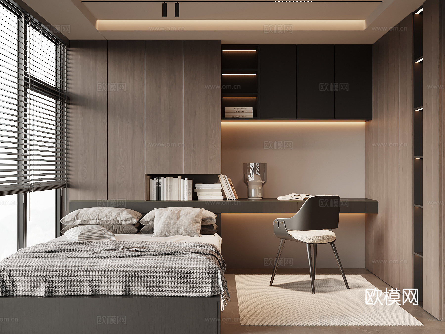 意式榻榻米卧室3d模型下载