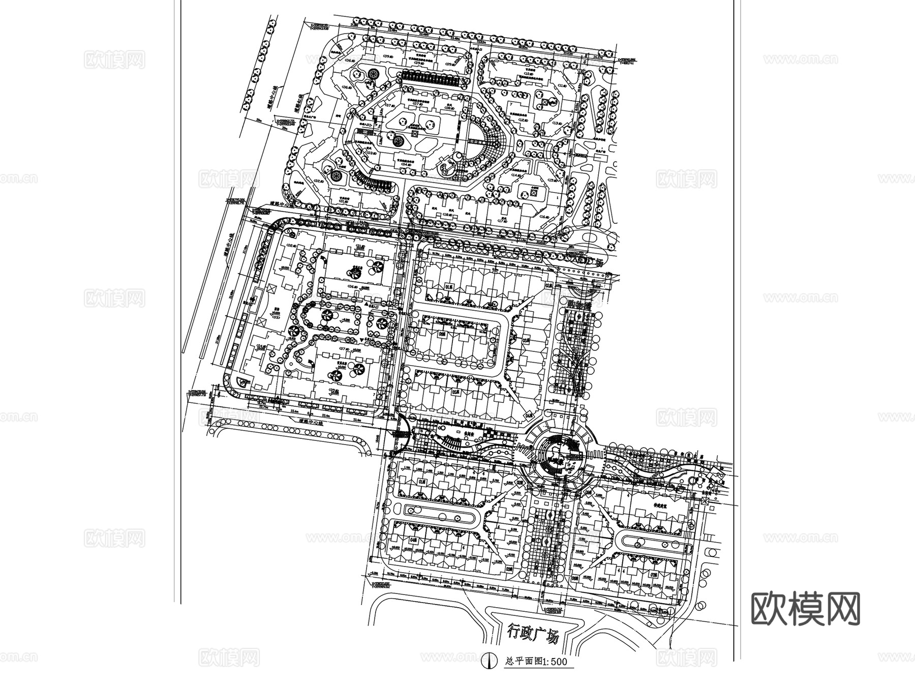 社区住宅大区居住区景观规划总平面CAD施工图集 150套cad施工图