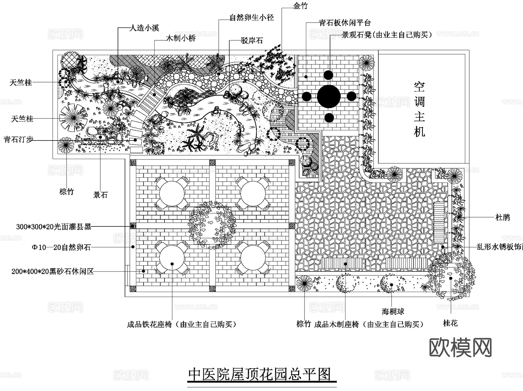 屋顶花园绿化景观设计CAD施工图集 36套cad施工图