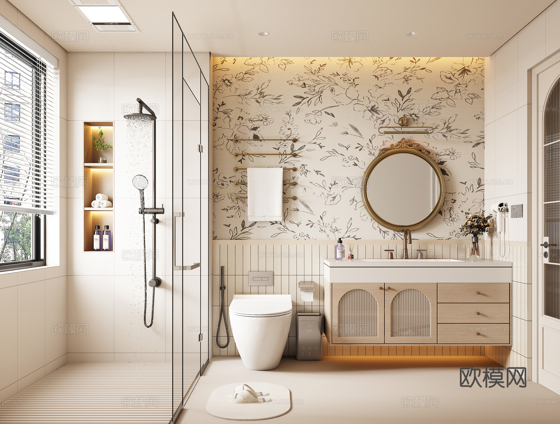 法式奶油风卫生间3d模型下载