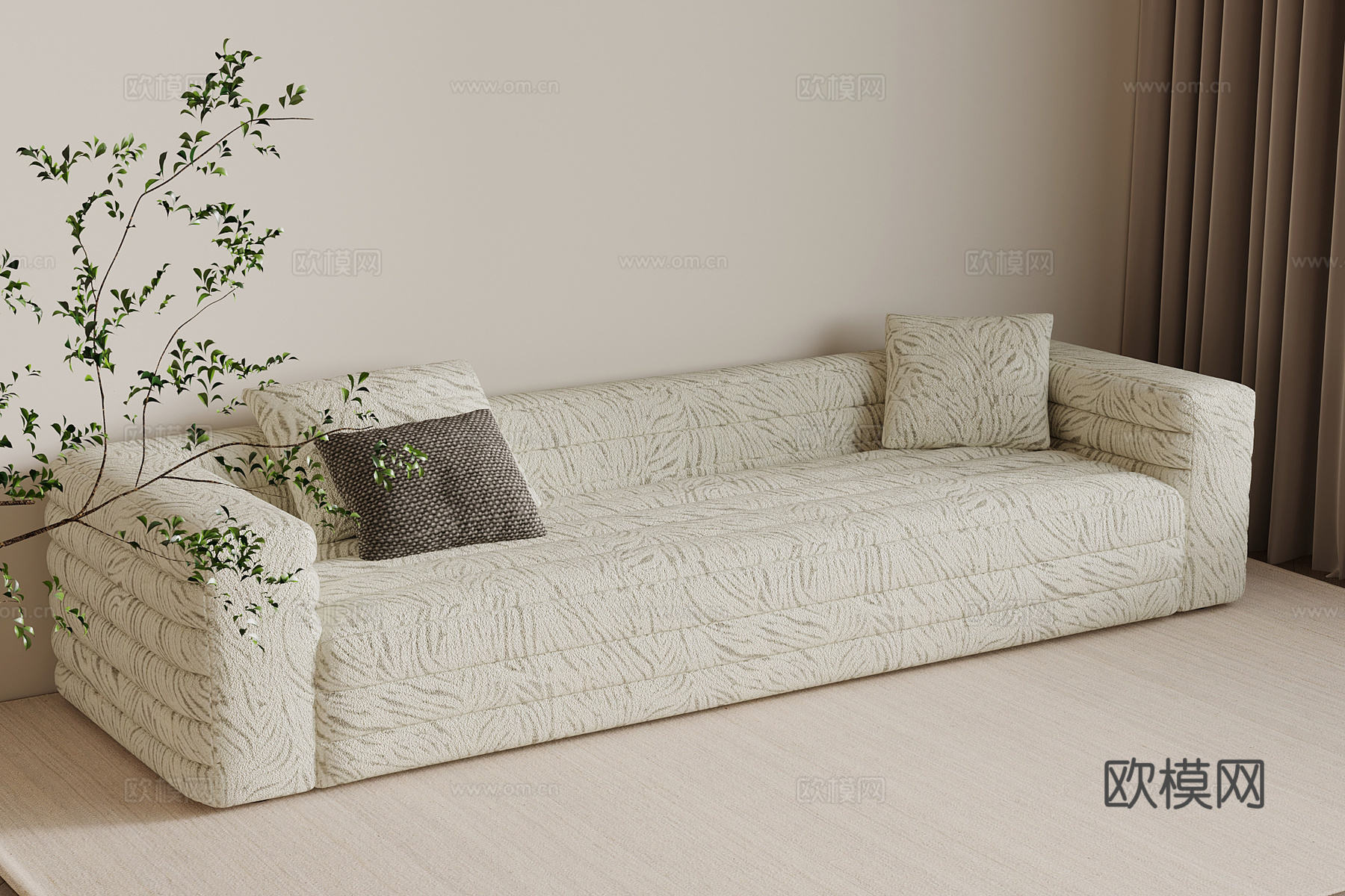 中古风多人沙发 休闲沙发3d模型下载