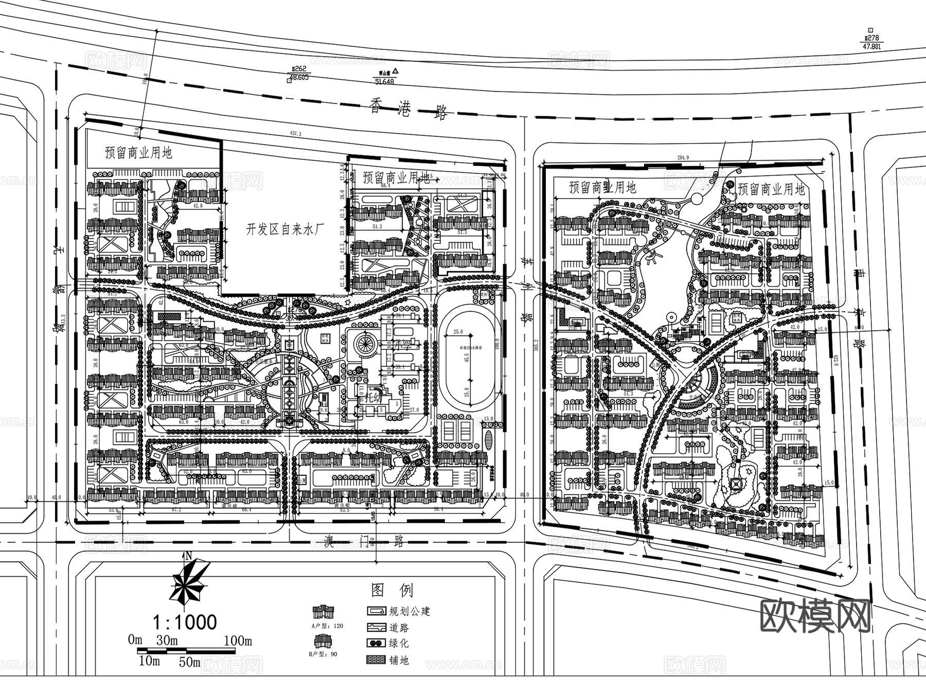 社区住宅大区居住区景观规划总平面CAD施工图集 150套cad施工图