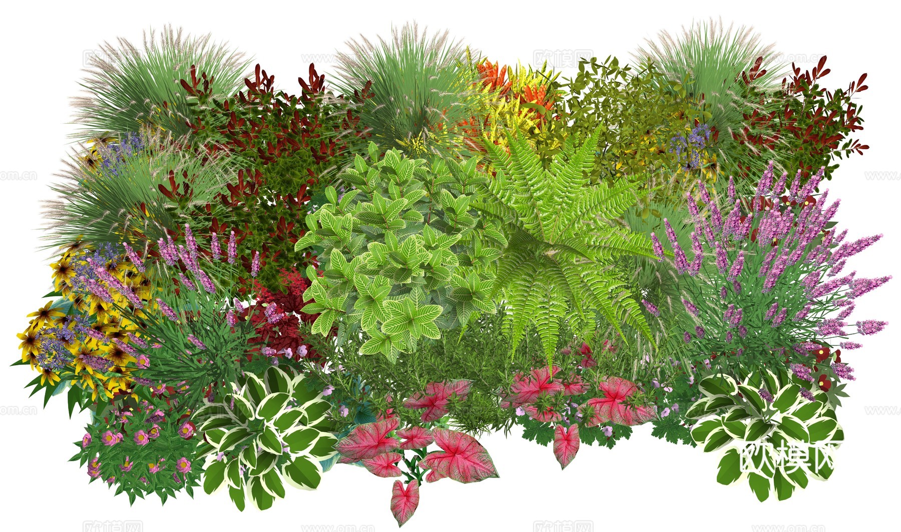 现代花卉植物堆景观组合su模型